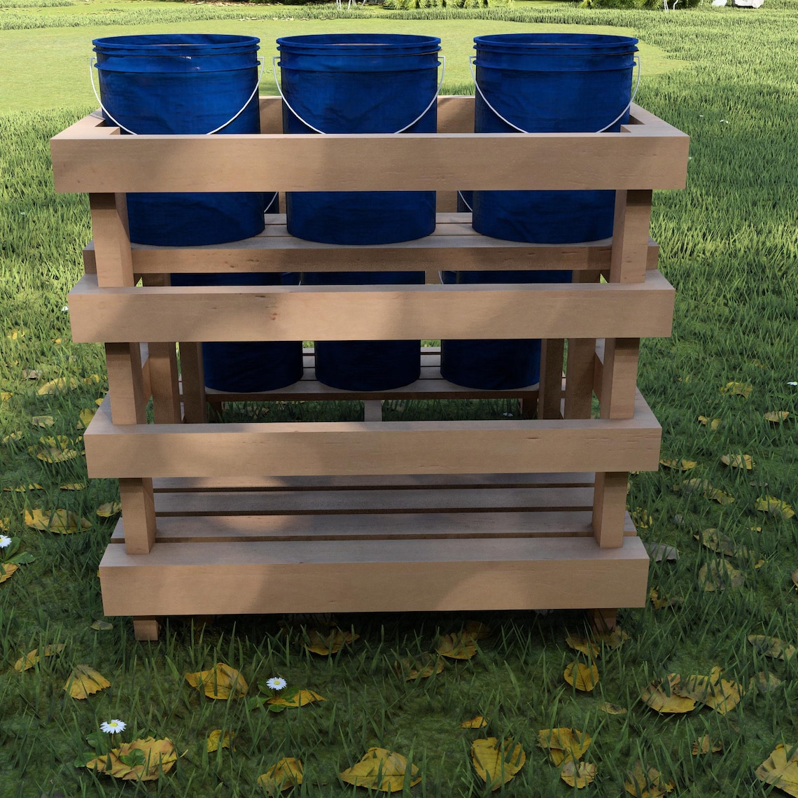 Triangle Bucket Stand DIY 9-bucket Garden Stand Plans: Tiered Wood Frame 5-gallon (digital ...