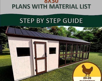 8x30 Chicken Coop Plans: DIY Building Guide with Run (Digital Download