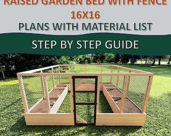 Deer Proof Raised Garden Bed with Fence Plans (16x16) (PDF Download)