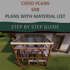 Catio-plannen 6 x 8 - Catio-bouwplannen - grote Catio - plattegrond kattenhuis - plattegronden kattenterras - afdrukbare plattegronden Catio - blauwdruk Catio