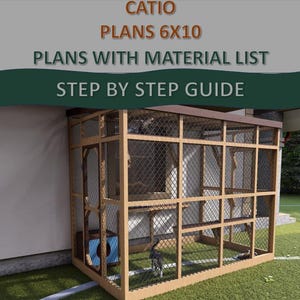 Catio Plans 6x10 -Catio Build Plans - Large Catio - Cat House Plan - Cat Patio Plans - Printable Catio Plans - Catio Blueprint