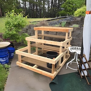 DIY 9-Bucket Garden Stand Plans: Tiered Wood Frame 5-Gallon (Digital PDF Download)