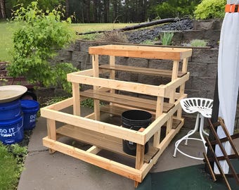 DIY 9-Bucket Garden Stand Plans: Tiered Wood Frame 5-Gallon (Digital PDF Download)