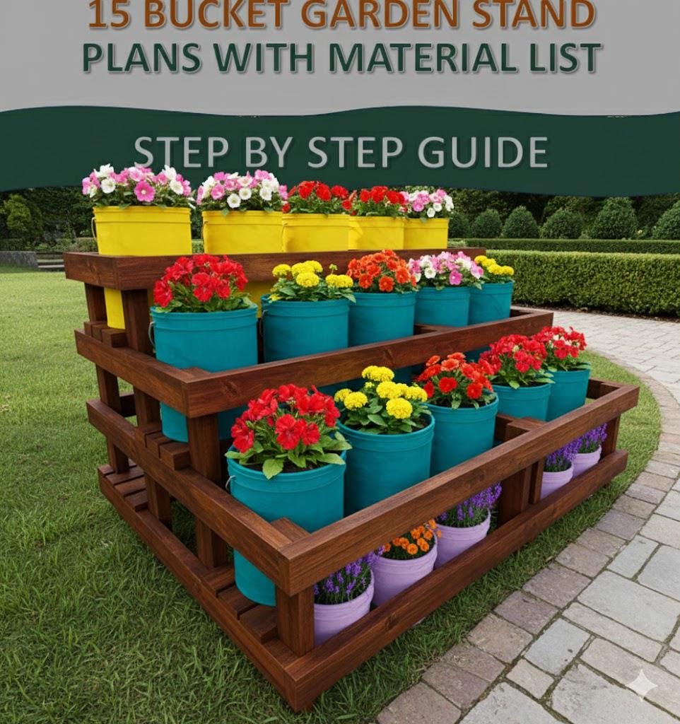 DIY 15-bucket Garden Stand Plans: Tiered Wood Frame 5-gallon (digital PDF  Download) - Etsy