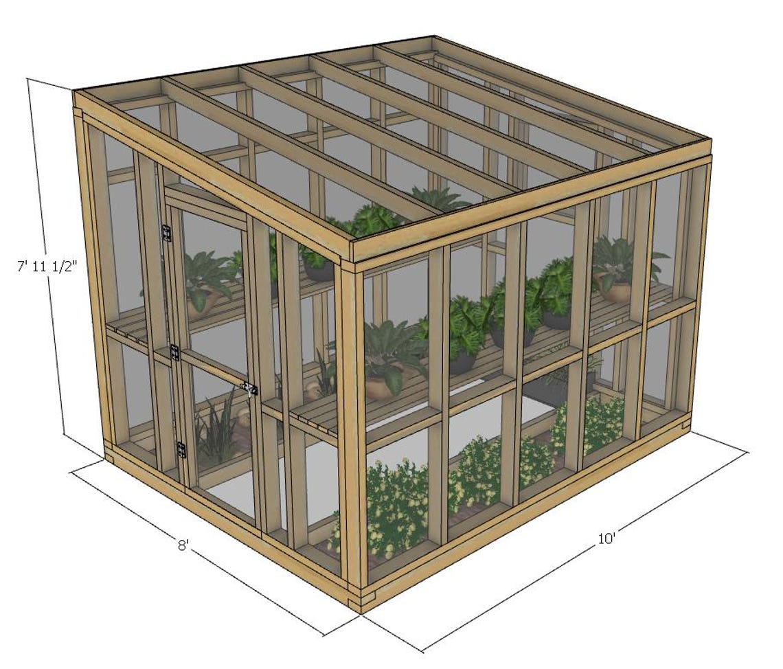 8x10 Greenhouse DIY Plans - Wooden Greenhouse Building Guide - Simple ...
