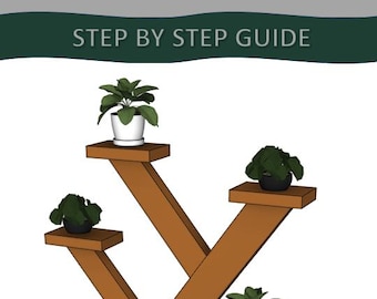 卓上プランタースタンドの設計図：V字型木製デザイン