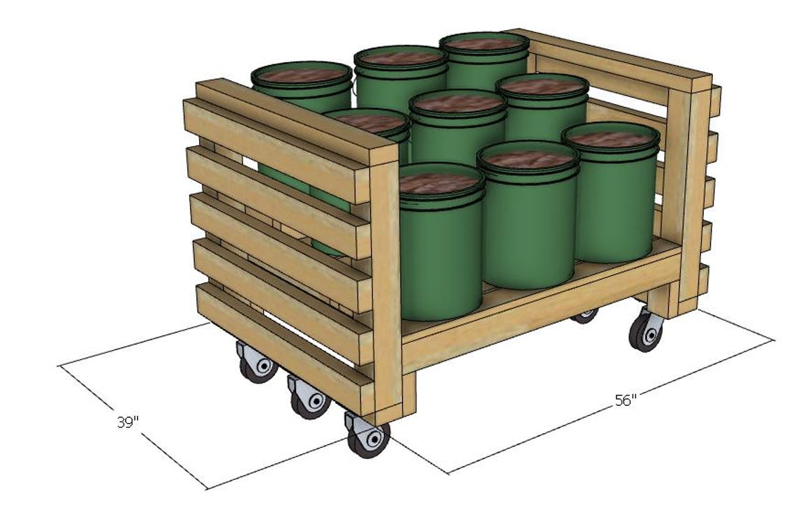 DIY 9-bucket Garden Stand Plans 5-gallon: Tiered Rolling Planter ...