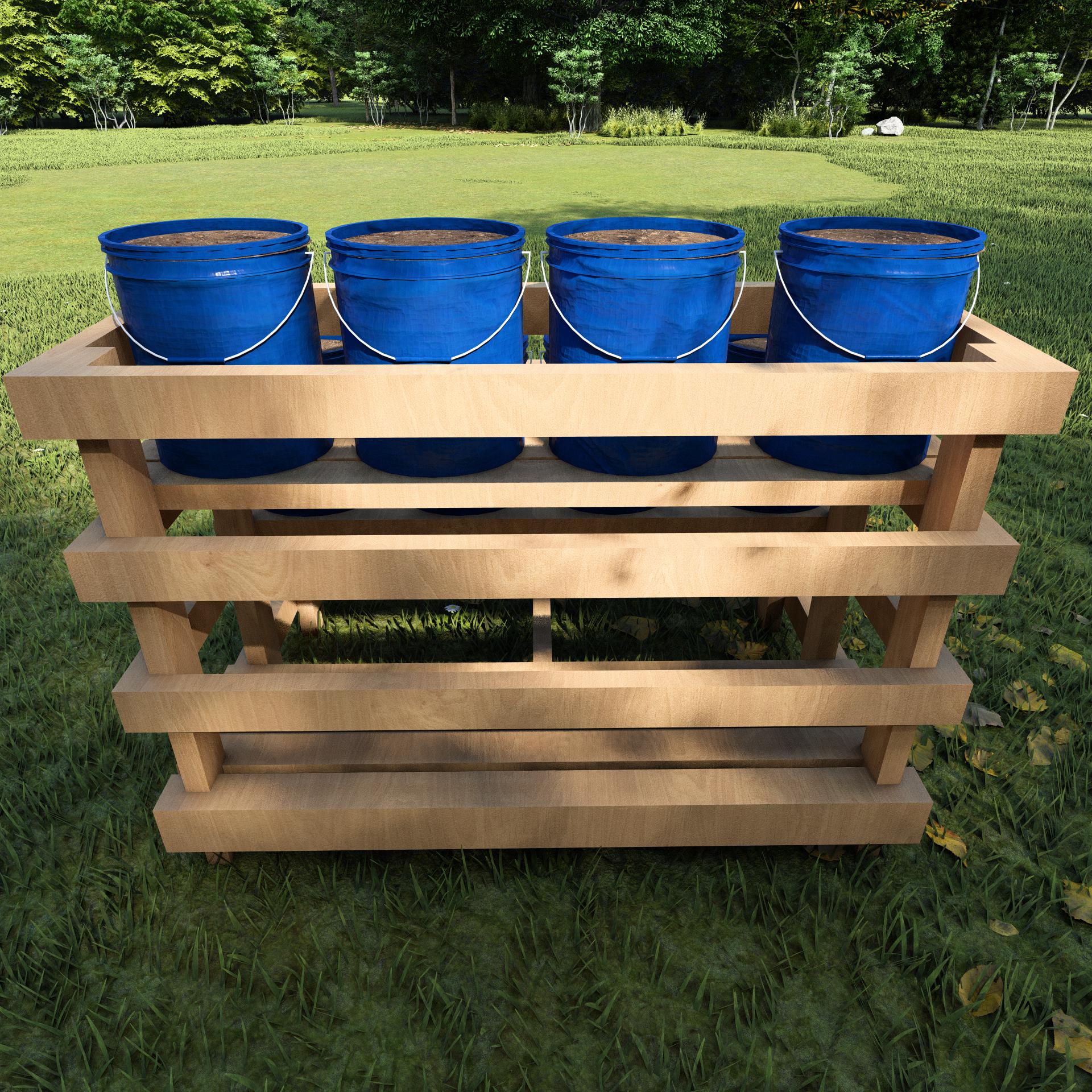 DIY 12-bucket Garden Stand Plans 5-gallon: Tiered Wood Frame (digital ...
