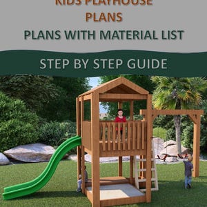 Playhouse Plans - Playhouse with Sandbox & Porch - Simple Playhouse - Woodworking Playhouse - Children’s Playhouse Blueprint- Kids Playhouse