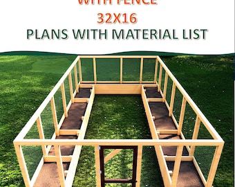 Raised Garden Bed with Fence Plans (32x16) (Digital Download)