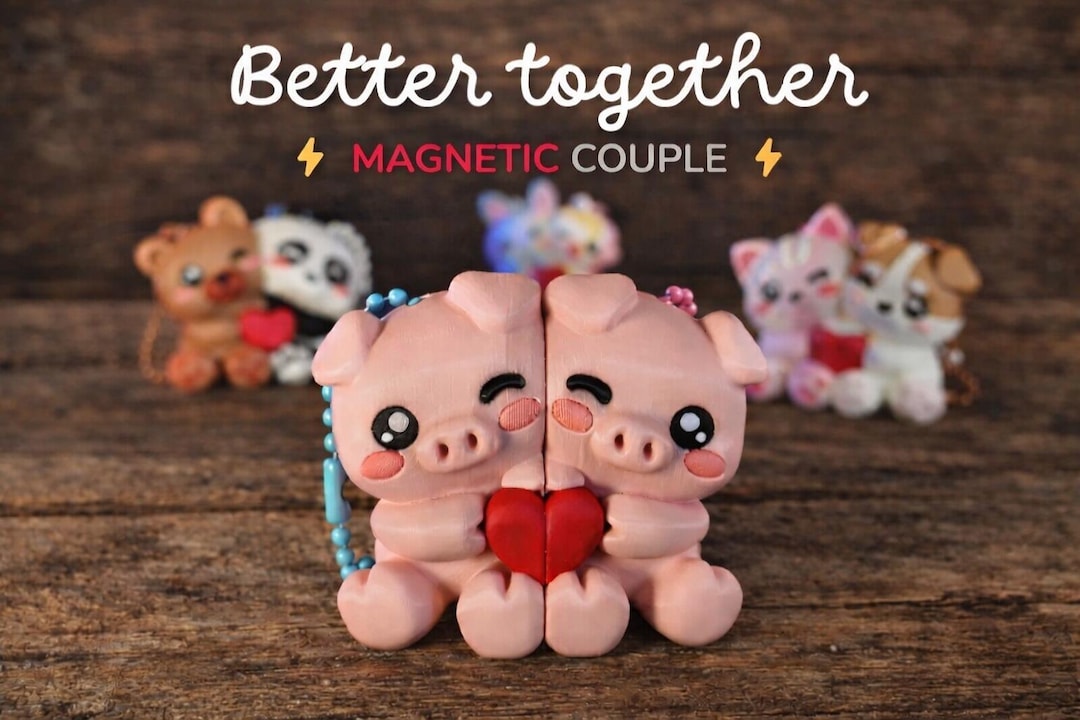 Better Together Magnetic Animal Keychains – 3D Printed PLA Panda, Bear ...