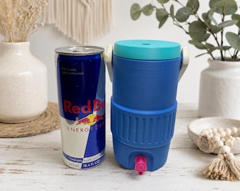 Sideline Cooler Can Holder 8.4 oz, Red Bull Printed cozie with Handle, Soda Can Holder, Drink Cooler Style Koozie, Portable Beverage Holder