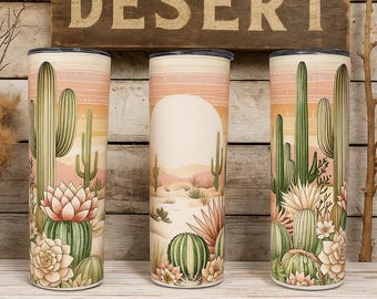 Boho Western Cactus desert Skinny 20oz Tumbler with lid and straw| personalized Insulated|  plant | western  | birthday gift