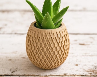 Pineapple Lattice Planter with Hidden Drip Tray - 3D-Printed– Modern & Unique Home Decor, plants