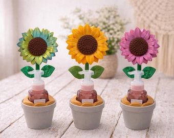 Sunflower Soap Holder | Bath & Body Works Holder | Floral Bathroom Decor | Farmhouse Boho Sink Organizer | Kitchen Soap Dispenser Holder | G