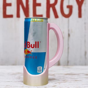 3D Printed 8.4oz Small Skinny Can Holder – Slim Can Cooler with Bottom Push Hole | Fits small size Energy Drinks & More | Personalized Gift