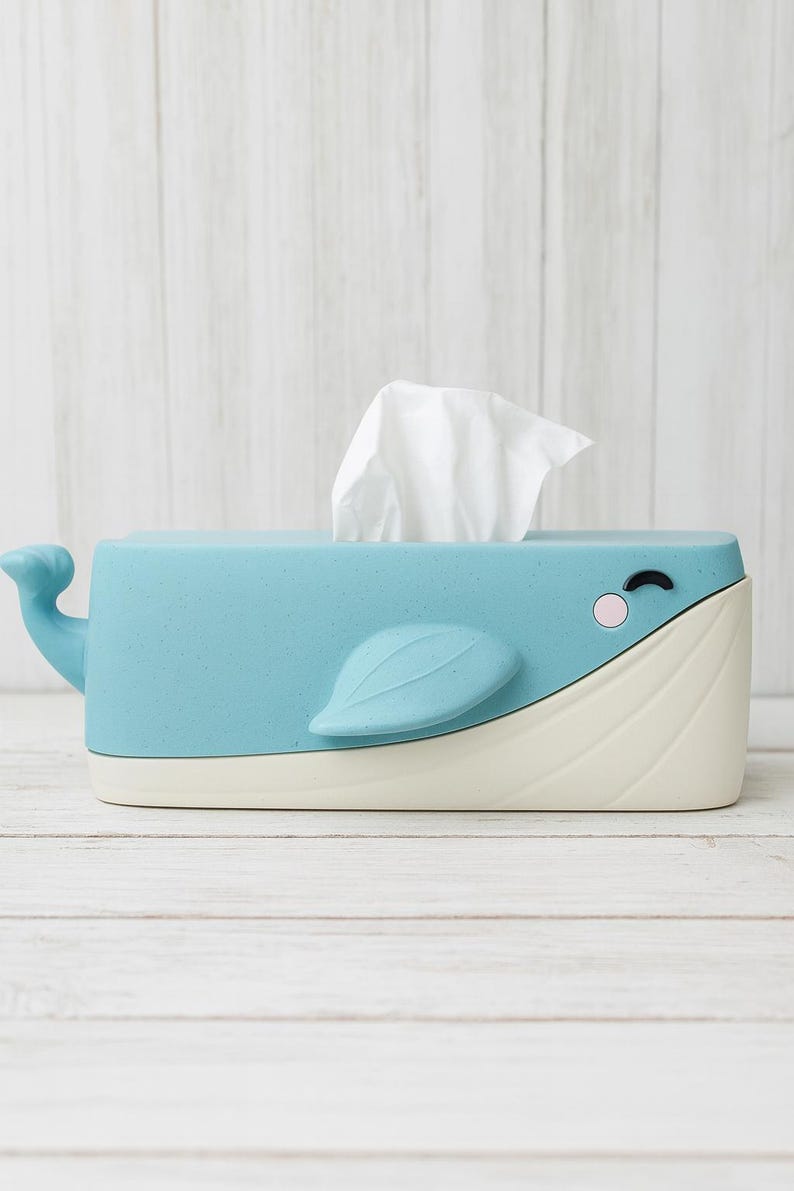Bubbles the Whale Tissue Box Cover – Quirky Bathroom Decor, nautical decor, cute bathroom decor