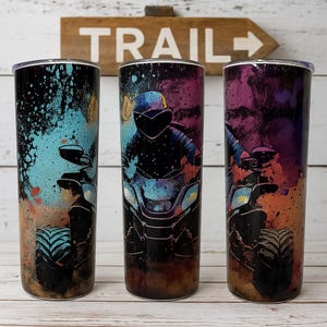 Quad Four Wheeler 4 wheeler watercolor- Ready to ship 20oz side by Side SXS Skinny Tumbler personalized Insulated off road mudding trail Utv