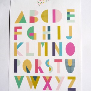 ABC Alphabet poster for kids room, letters colors A4 image 5