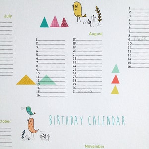 Birthday Calendar poster size A3, instant digital download image 3