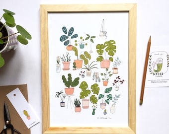 Poster plantes vertes, affiche A4 plantes