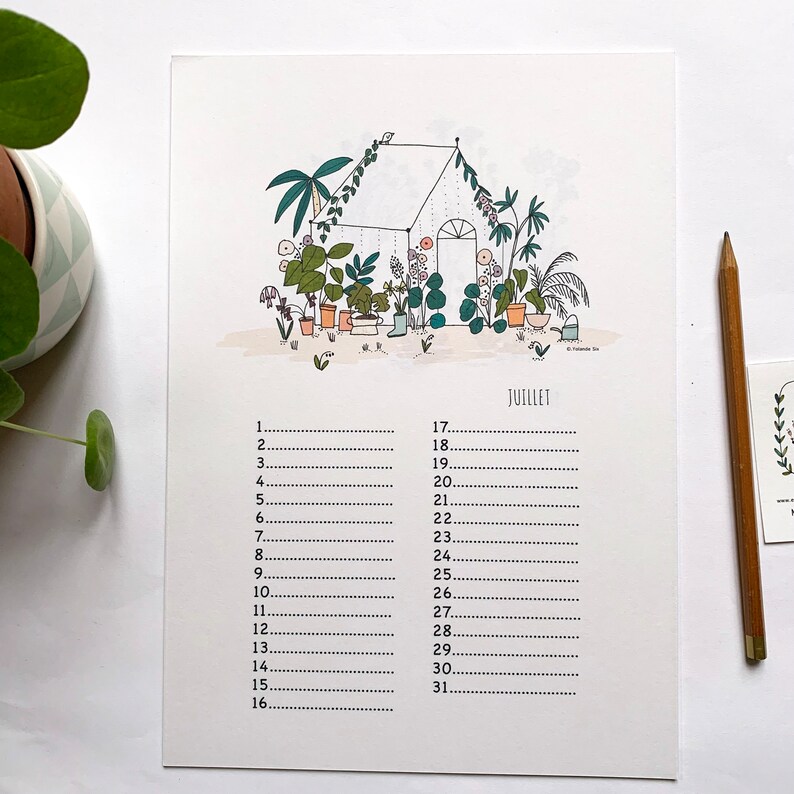 Birthday wall calendar, greenhouse illustrations image 5