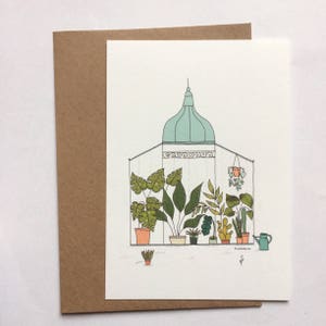 Carte serre tropicale, carte simple et une enveloppe recyclée