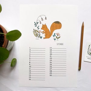 Perpetual birthday calendar, birds, botanical illustrations, perpetual calendar illustrated A4 imagem 7