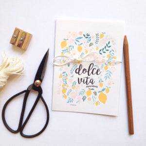 Botanical cards, lemons, flowers and leaves 4 cards set