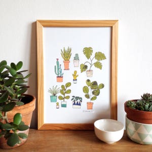 Plants poster, cactus, monstera illustration art print set of 2 plants posters image 1