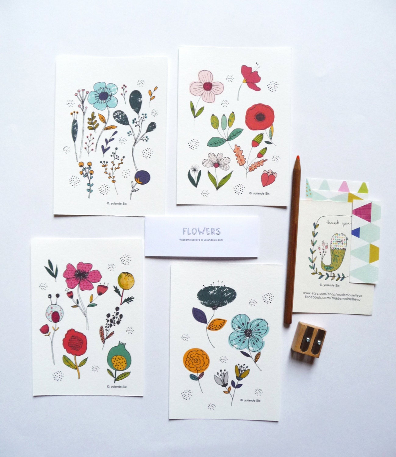 Floral Cards Set - Etsy