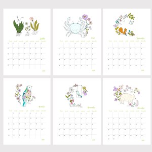 2024 calendar, 2024 wall calendar A4, 2024 illustrated calendar, birds, flowers illustrations image 5