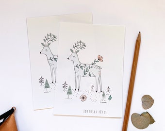 MERRY CHRISTMAS illustrated cards set A6, simple Christmas cards