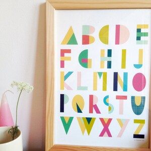 Affiche alphabet, abc, abécédaire, lettres en couleurs, format A4 image 4