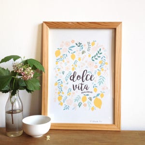 Botanical Lemon poster with lettering