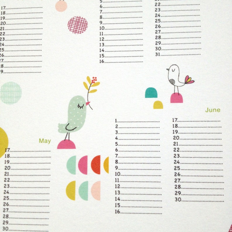 Birthday Calendar poster size A3, instant digital download image 4