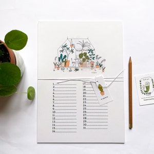 Birthday wall calendar, greenhouse illustrations image 1