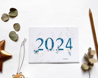 4 ou 8 cartes de voeux 2024, carte de bonne année 2024 format A6, carte simple