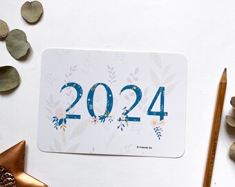 4 ou 8 cartes de voeux 2024, carte de bonne année 2024 format A6, carte simple, angles arrondis