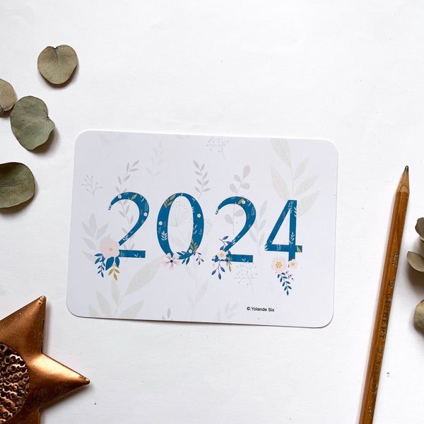 4 ou 8 cartes de voeux 2024, carte de bonne année 2024 format A6, carte simple, angles arrondis