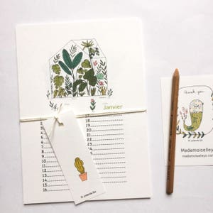 Calendario perpetuo, ilustraciones de invernaderos y plantas tropicales A5