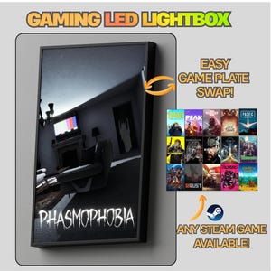 Phasmophobie LED Lightbox Gaming Poster | Benutzerdefinierte Spiel Light Box | Gamer Raum Dekor | USB-LED-Rahmen