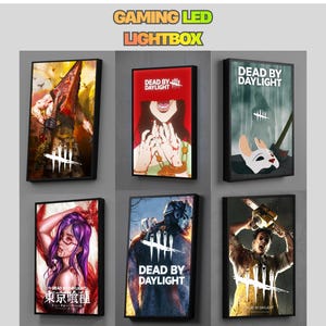 Pôster de jogo Dead By Daylight com caixa de luz LED | Caixa de luz personalizada para jogos | Decoração para quarto gamer | Moldura LED USB