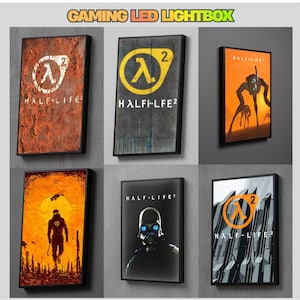 Póster de juego con caja de luz LED de Half-Life 2 / Caja de luz de juego personalizada / Decoración para sala de juegos / Marco LED USB