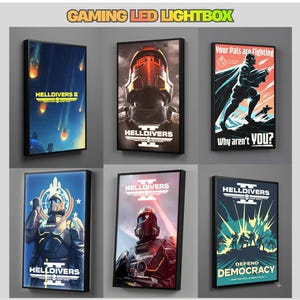 Poster da gioco Helldivers 2 con lightbox a LED / Lightbox da gioco personalizzata / Decorazione per la stanza dei giocatori / Cornice LED USB