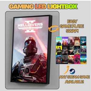 Helldivers 2 LED Lightbox Gaming Poster | Custom Game Light Box | Gamer Room Decor | USB LED Frame