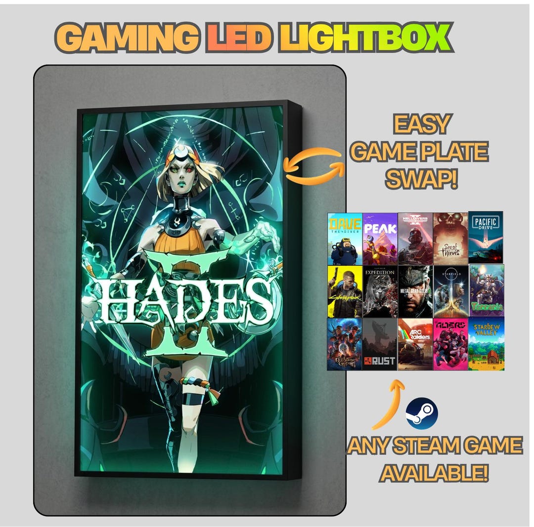 Hades 2 LED Lightbox Gaming Poster | Custom Game Light Box | Gamer Room ...