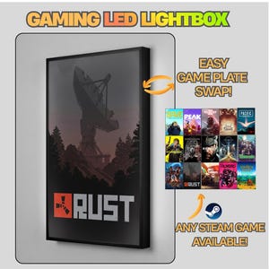 Rust LED Lightbox Gaming Poster | Custom Game Light Box | Gamer Room Decor | USB LED Frame