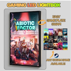Póster de videojuegos con caja de luz LED de Abiotic Factor / Caja de luz para juegos personalizada / Decoración para sala de jugadores / Marco LED USB