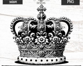 Vintage Royal Crown PNG – Ornate Jewel Clipart (Digital Download)